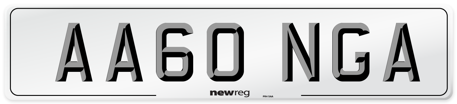 AA60 NGA Number Plate from New Reg